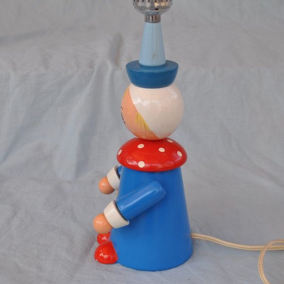underwriters' laboratories vintage nursery desk light blue wood clown (w582) - Picture 7 of 13
